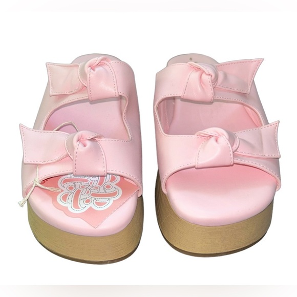 🌸 NWT!! SAM & LIBBY PASTEL PINK INDIE DOUBLE BOW SANDAL SLIDES!! 🌸 - Picture 4 of 16